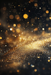 Wall Mural - sparkling confetti celebration back ground abstract fantasy golden glitter and black de focused for 