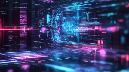 Aufkleber - Digital background perfect for tech processes, neural networks, artificial intelligence, data transfer and security, ai generated background for digital storage, multimedia presentations