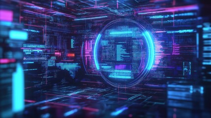 Aufkleber - Digital background perfect for tech processes, neural networks, artificial intelligence, data transfer and security, ai generated background for digital storage, multimedia presentations