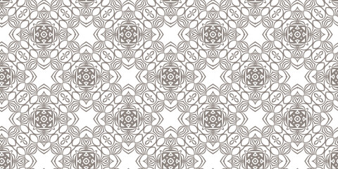 Wall Mural - Seamless geometric pattern with floral abstract decoration. Vector illustration