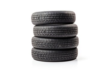 Wall Mural - A stack of car tyres wheel tire white background.