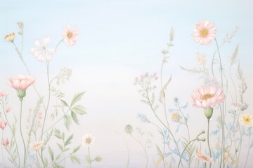 Wall Mural - Painting of dried flower border backgrounds pattern plant.