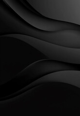 Wall Mural - abstract black wave banner with fluid curves on dark background. abstract black wave background. bla