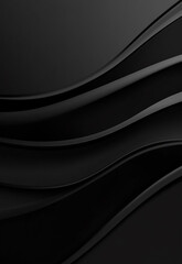Wall Mural - abstract black wave banner with fluid curves on dark background. abstract black wave background. bla