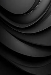 Wall Mural - abstract black wave banner with fluid curves on dark background. black wave pattern background