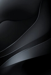 Wall Mural - abstract black wave banner with fluid curves on dark background. black wave pattern background