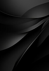 Wall Mural - abstract black wave banner with fluid curves on dark background. black wave pattern background