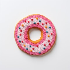 Wall Mural - Donut in embroidery style sprinkles dessert food.