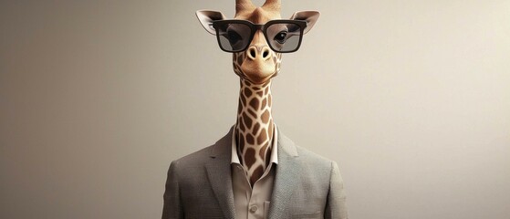 Poster - Giraffe in a suit. AI.