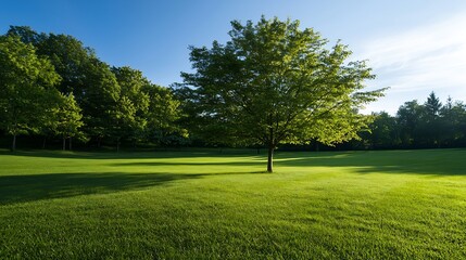 Wall Mural - Vibrant Green Tree in Sunny Field