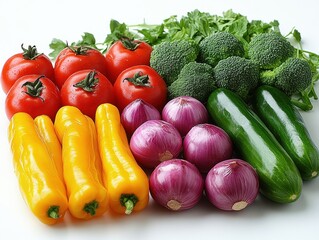 Wall Mural - A colorful assortment of fresh vegetables arranged for culinary use.