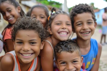 Wall Mural - Brazilian kids happy photography portrait.