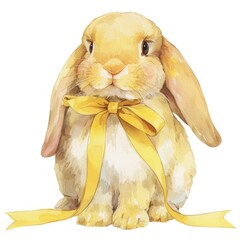 Canvas Print - Cute bunny with yellow bow