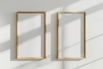 Wall Mural - Minimalist wooden frames on wall