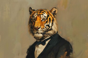 Canvas Print - Tiger portrait in formal attire