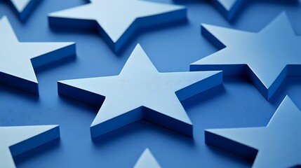 Abstract Blue Three Dimensional Stars Background