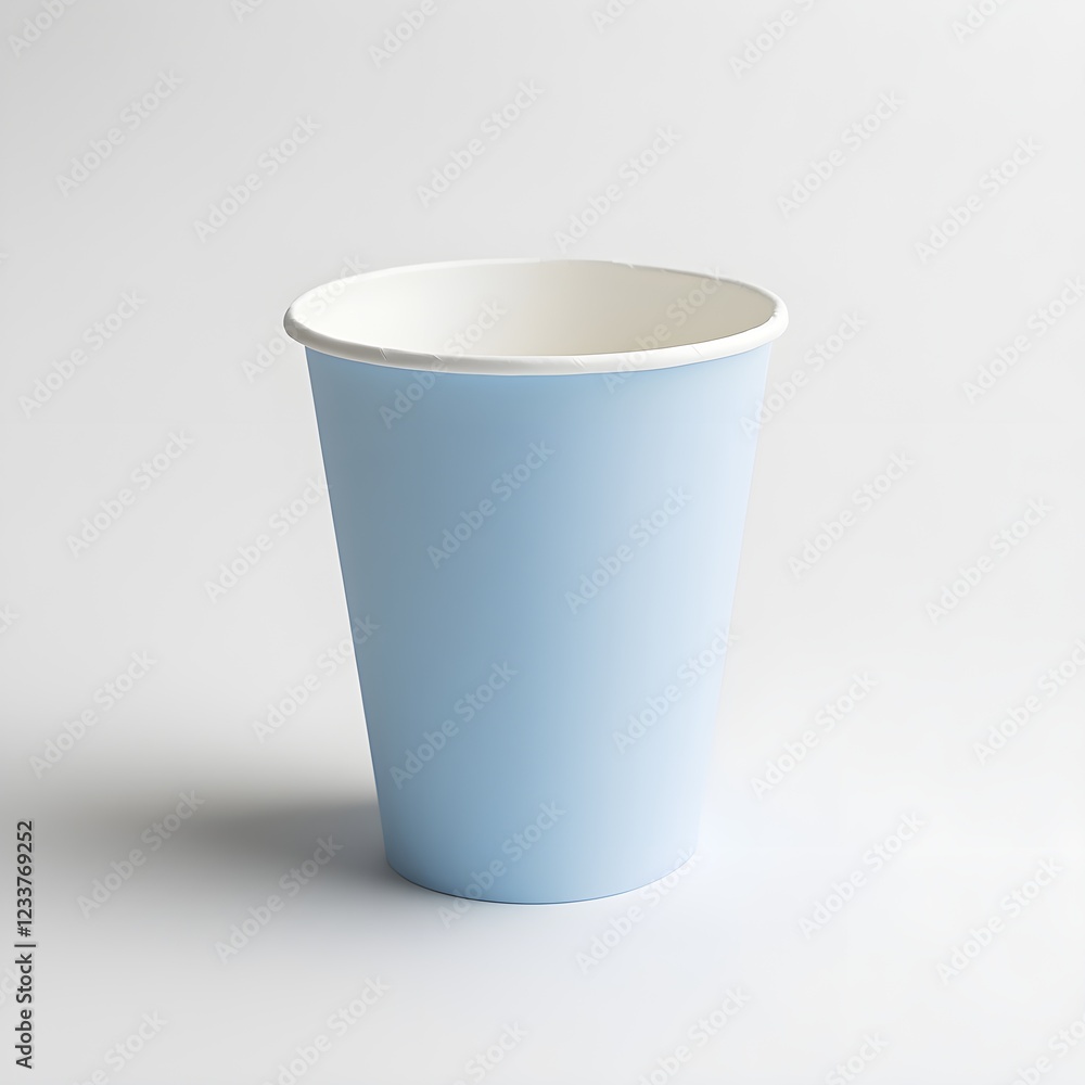 Light blue paper cup, white background, high-resolution photography ...