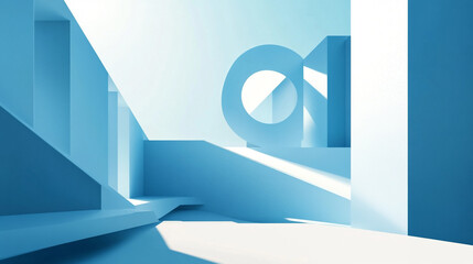 Wall Mural - sunlit modern minimalist white hallway. tunnel frame of light