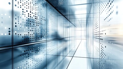 Wall Mural - Futuristic corridor, perforated metal, data, bright light, abstract, technology, background, digital