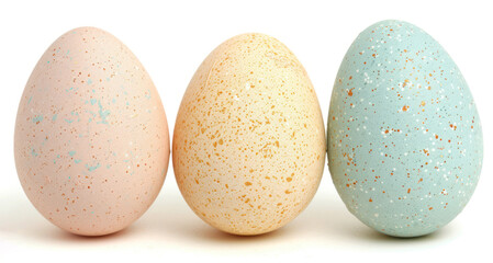 Decorative Easter Eggs in Pastel Shades of Pink, Yellow, and Blue with Speckles for Spring Celebrations and Festive Decorations