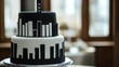 © isrofiyah - Elegant Black and White Two-Tiered Cake