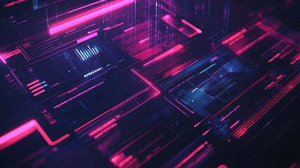 Digital Data Flow:  An abstract background with glowing lines and data panels representing the flow of information in the digital world.