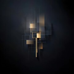 Wall Mural - a black and gold abstract image with a gold square in the middle