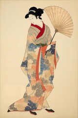 Canvas Print - Kimono adult woman robe.