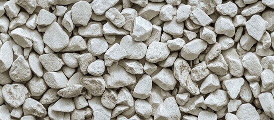 Leinwandbilder - White decorative gravel texture background with various sizes of stones and ample copy space for text placement