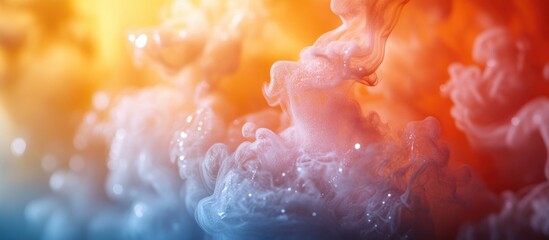 Poster - Colorful abstract cloud formations with soft textures and a gradient of warm orange and pink hues Copy Space