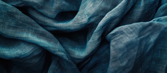 Aufkleber - Blue textured fabric with undulating folds and creases providing a soft and elegant appearance with ample Copy Space for text.