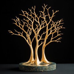 Canvas Print - Modern Gold Tree Sculpture