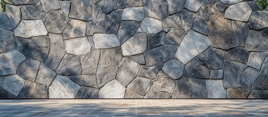 Poster - Textured stone wall background with varied shades and shapes, providing ample copy space for design use.