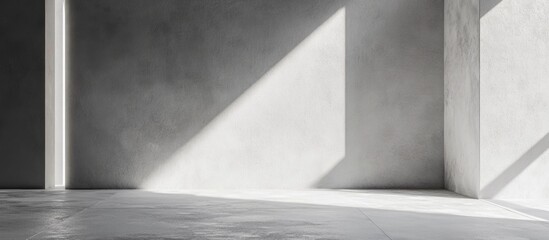Aufkleber - Minimalistic concrete interior with strong shadows and light beams, Copy Space for text placement