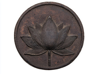 Ancient coin featuring detailed lotus motif, showcasing historical artistry