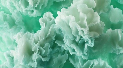 Leinwandbilder - Abstract close-up of green textured waves resembling flower petals with soft edges and a fluid appearance Copy Space