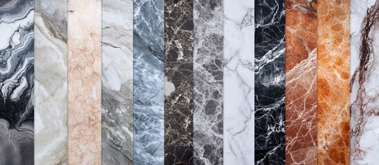 Aufkleber - Collection of Various Marble Textures with Different Color Variations and Patterns Copy Space
