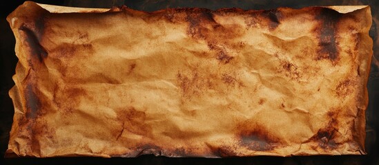 Aufkleber - Old parchment paper texture with burnt edges and crumpled appearance suitable for background use Copy Space