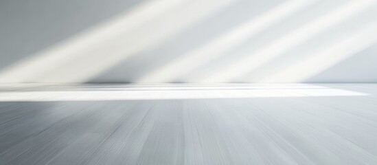 Aufkleber - Empty spacious room with wooden floor and beams of sunlight streaming through window creating light patterns Copy Space