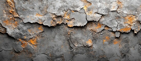 Aufkleber - Weathered concrete wall texture with peeling paint and rust spots, ideal for backgrounds and design projects, with Copy Space.