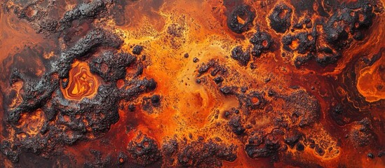 Fototapete - Abstract texture of volcanic rock with orange and black tones suitable for backgrounds or design projects Copy Space