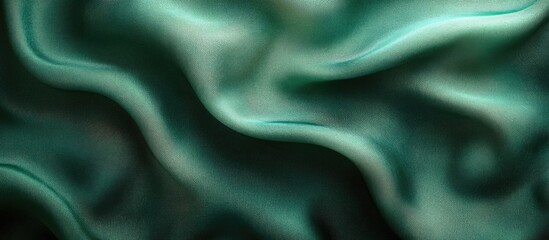 Aufkleber - Silk fabric texture background in deep green color with subtle waves and folds suitable for textile design or abstract art Copy Space