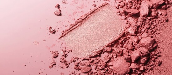 Aufkleber - Pink powder texture with a smudge and scattered particles on a soft pink background with Copy Space for text placement