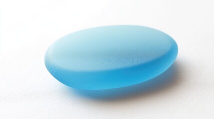Leinwandbilder - Smooth blue glass pebble isolated on white background with soft lighting and copy space for text placement