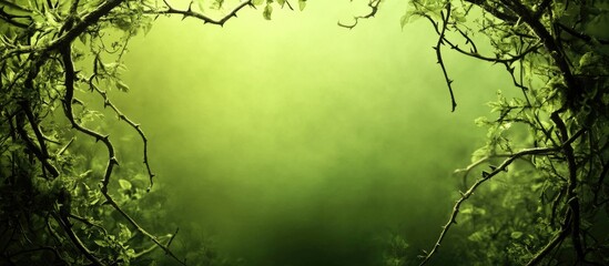 Aufkleber - Lush green foliage framing a natural light source with copy space for text and design elements in a tranquil forest setting