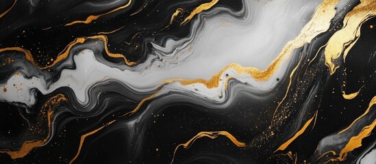 Aufkleber - Abstract black and gold marble texture background with white swirls and gradients Copy Space