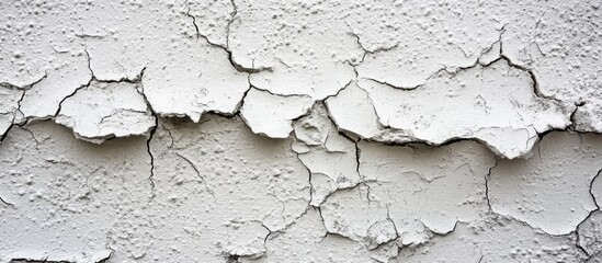 Aufkleber - Cracked and Peeling White Wall Texture with Visible Underlying Layers and Copy Space