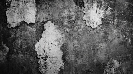 Leinwandbilder - Peeling plaster on a concrete wall in black and white texture with Copy Space for text placement