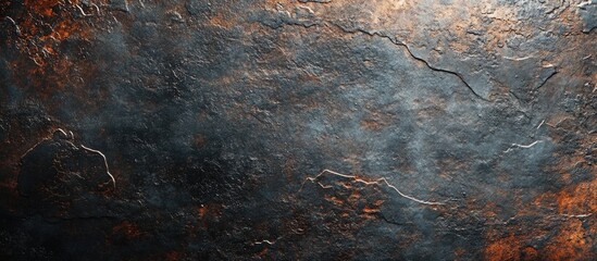 Poster - Abstract textured background with dark tones and metallic highlights perfect for use as a backdrop with Copy Space
