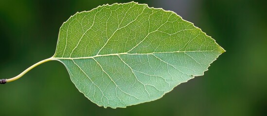 Aufkleber - Green Leaf Isolated on a Blurred Background with Copy Space for Text